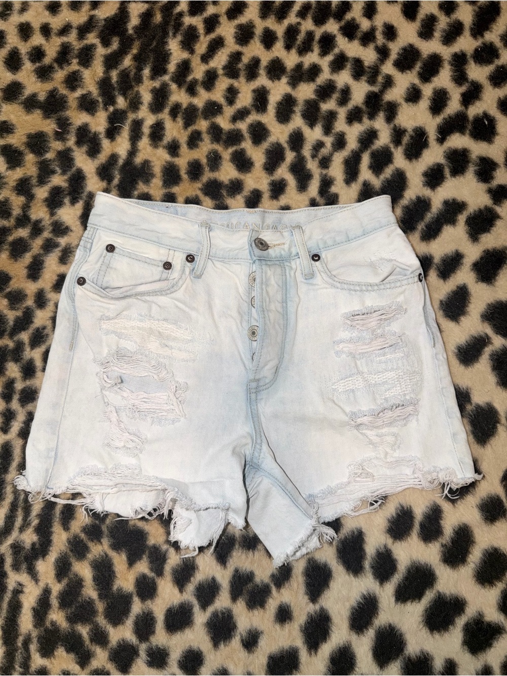 American Eagle Outfitters Light Wash Distressed Denim Shorts